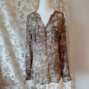 Eddie Bauer Silk Safari Floral Blouse